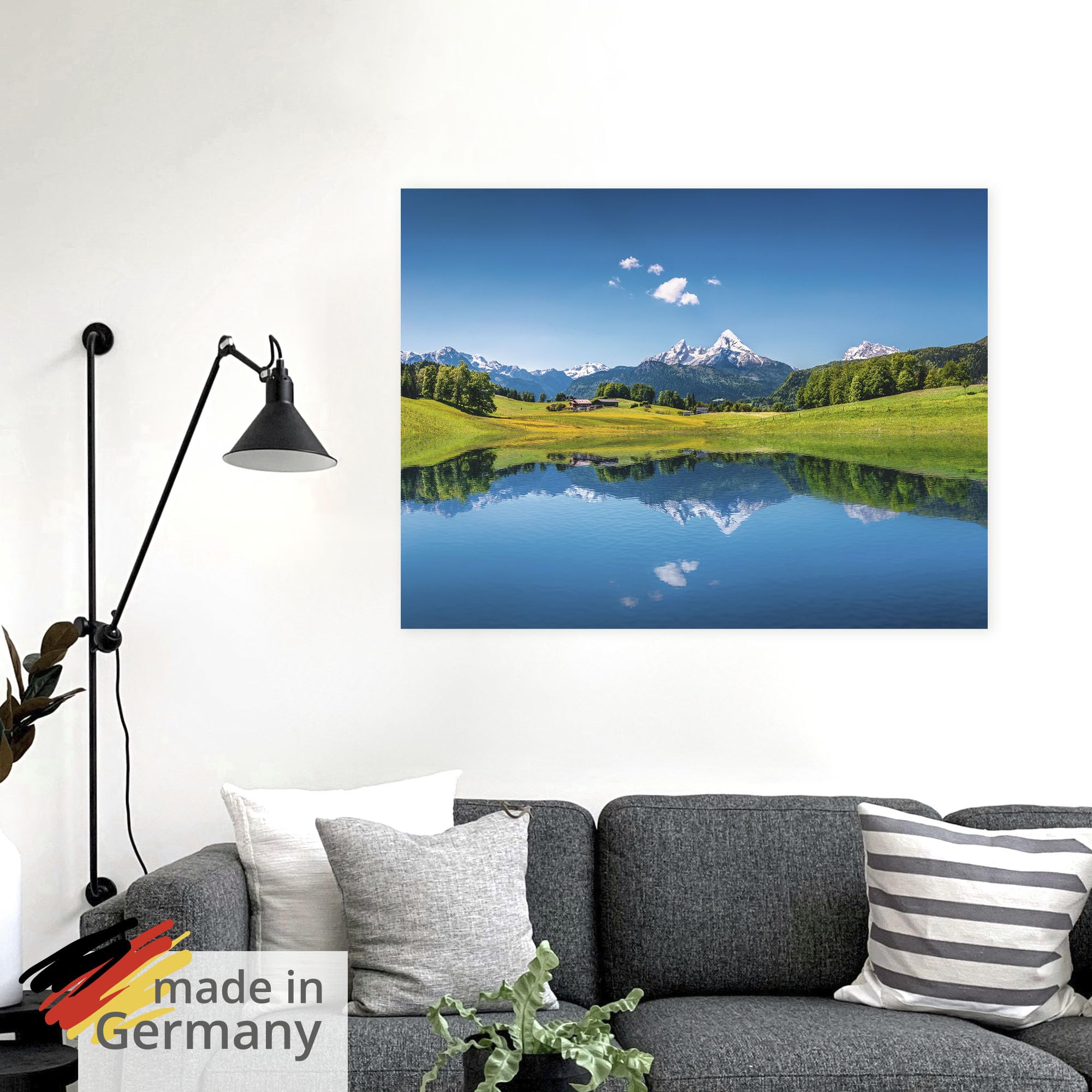 ARTland Wanddeko Wandtattoo selbstklebende Vinylfolie 120x90 cm Landschaften Berge Fotografie Blau Landschaft in den Alpen T9QB