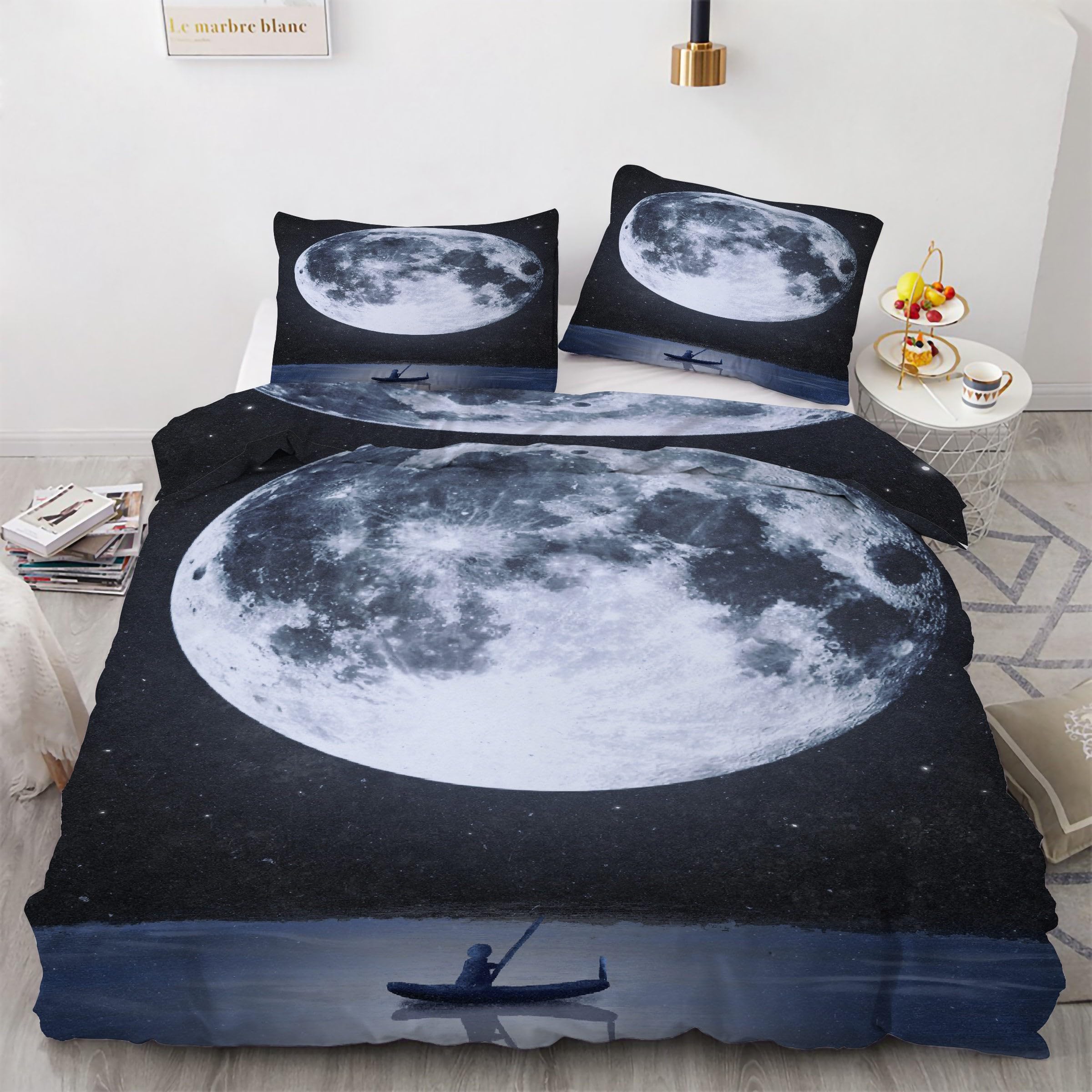 Housse de couette 160x200 en microfibres douces zippée ciel étoilé