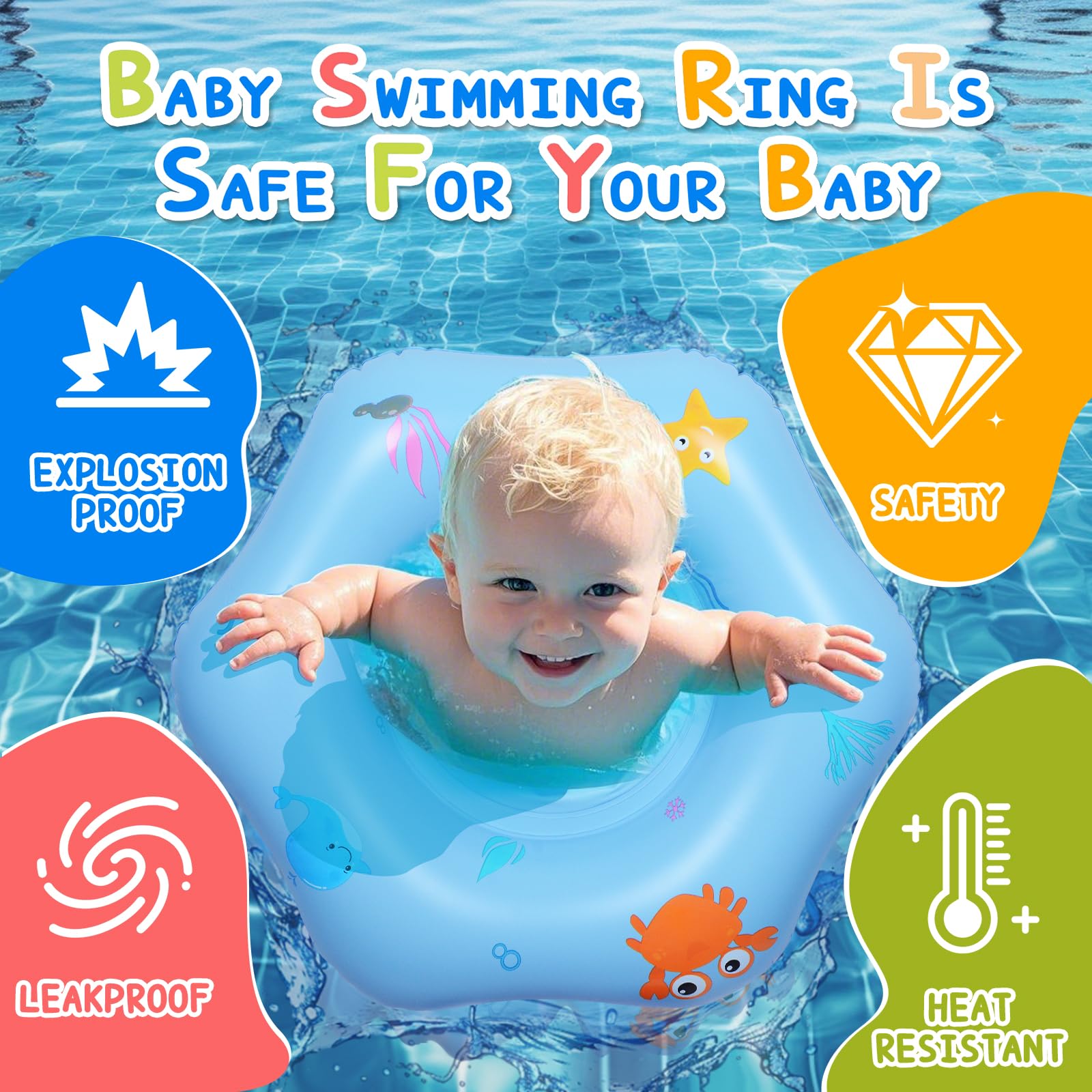 Salvagente per Bambini Gonfiabile con Sedile Materiale in PVC Salvagente per neonato da 12 Mesi a 36 Mesi Ottimo per Seggiolino per Bagnetto, Piscina