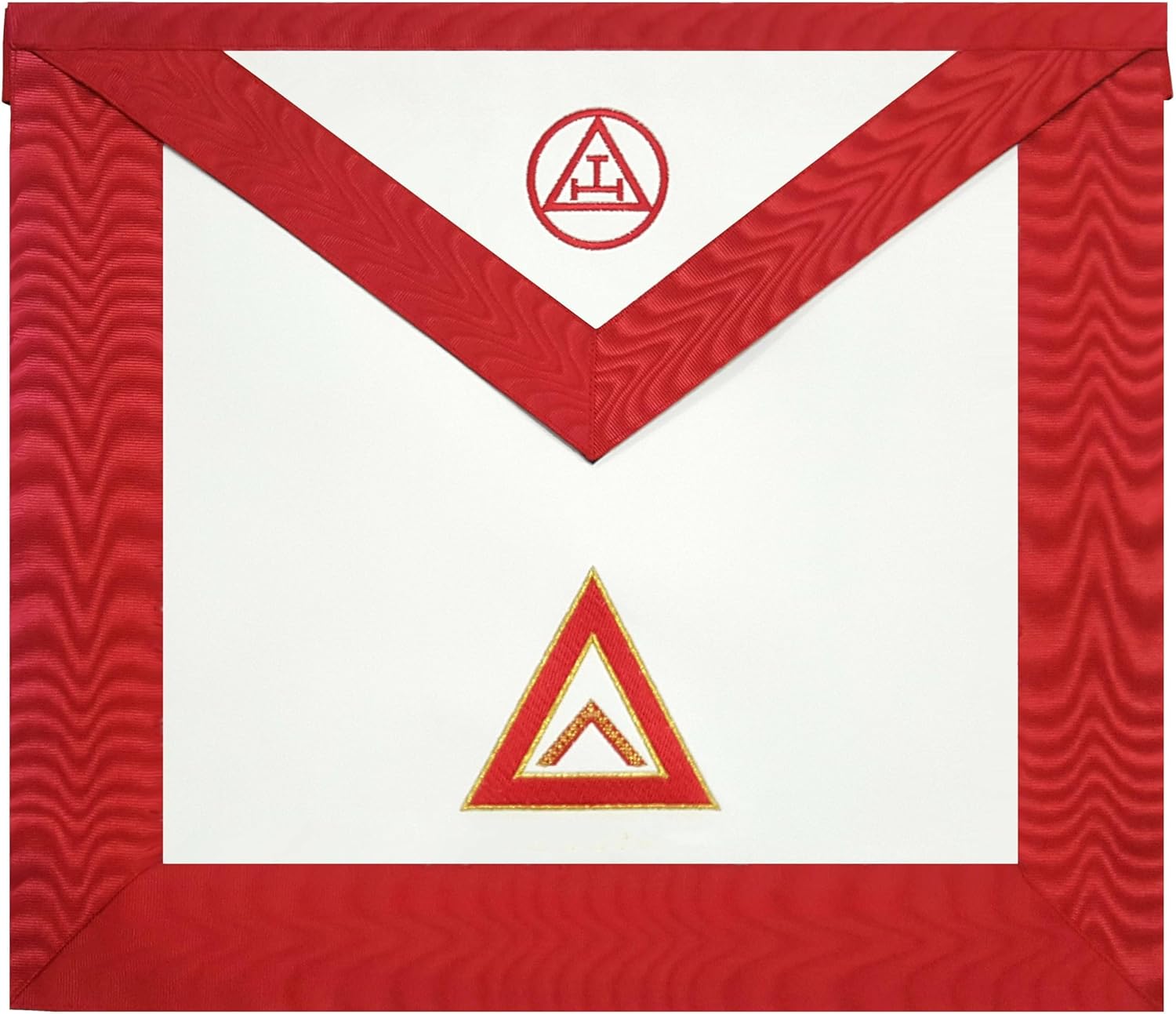 BRICKS MASONS Worshipful Master Chapter Officer Apron - Red Machine Embroidery (Synthetic)