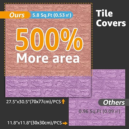 Miniatura 10 de Art3d Paneles de pared de ladrillo de espuma autoadhesivos 3D de 29 pies cuadrados, color azul (paquete de 5)