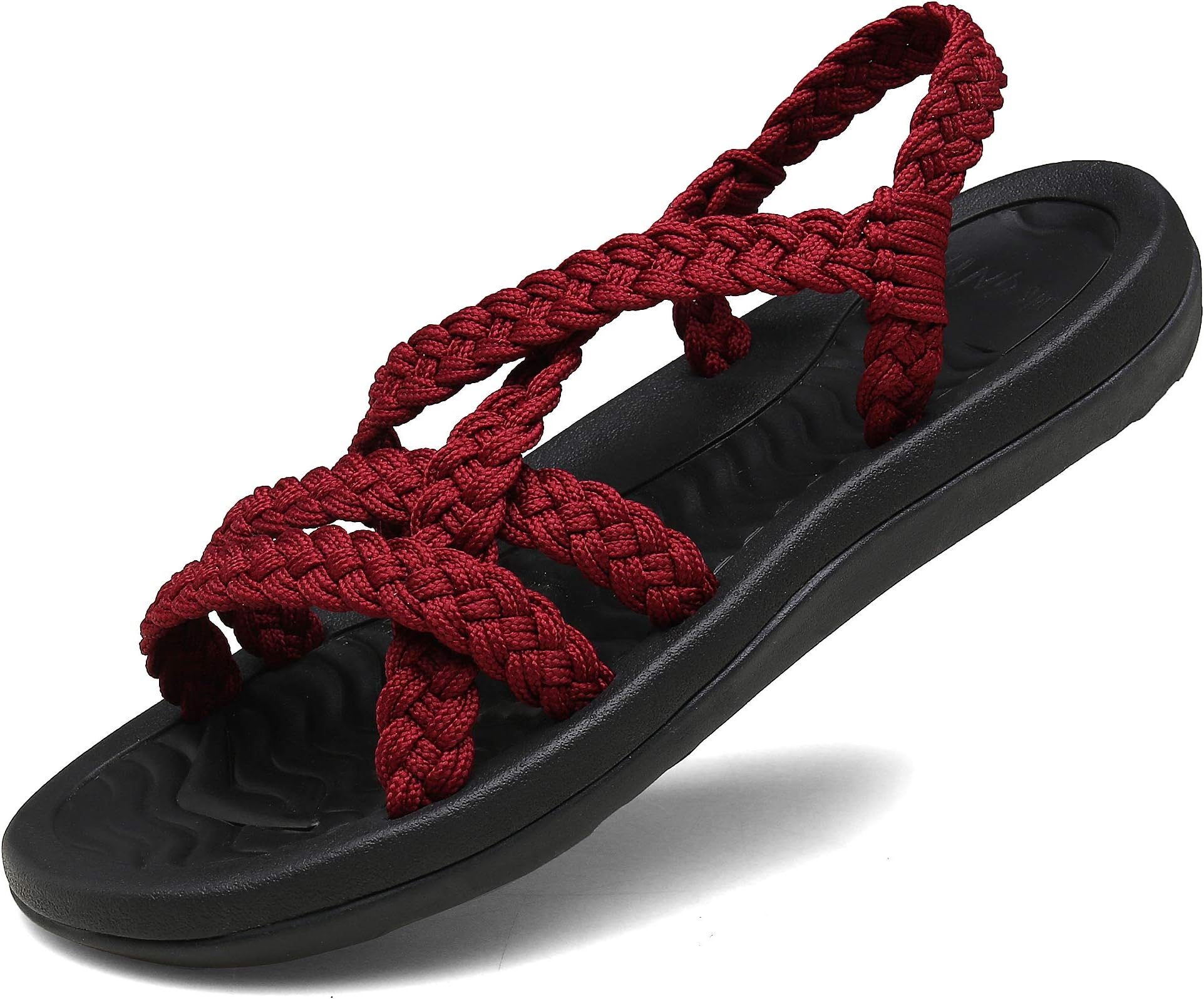 EAST LANDER Women's Comfortable Flat Walking Sandals with Arch Support Waterproof for Walking/Hiking/Travel/Wedding/Water Spot/Beach.18ZDKDEA01-W8-6 BD Bordeaux