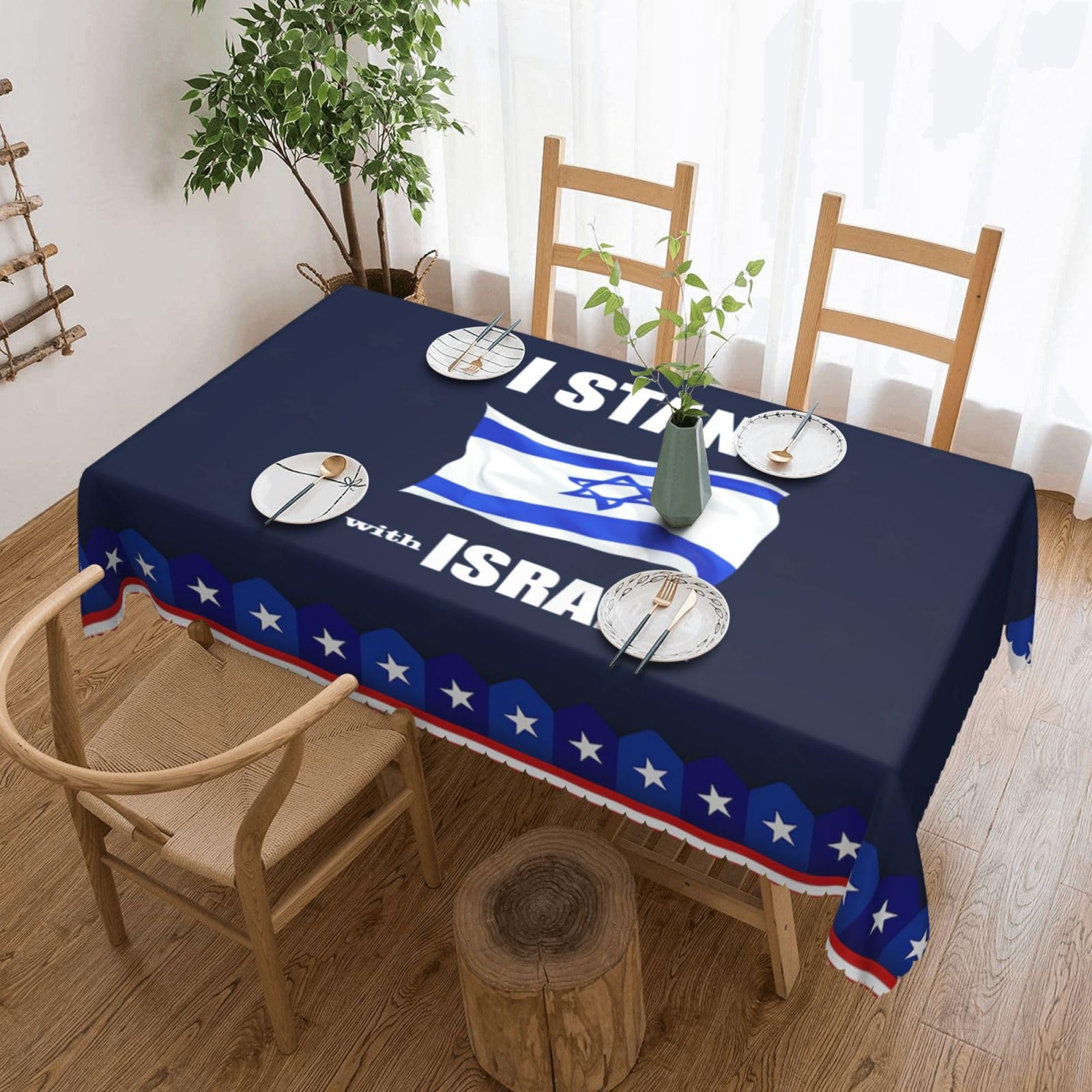 SMAZDFXX I Stand with Israel Israeli Flag 54 x 72in Table Cloth,Polyester Rectangle Tablecloth for Kitchen Dining