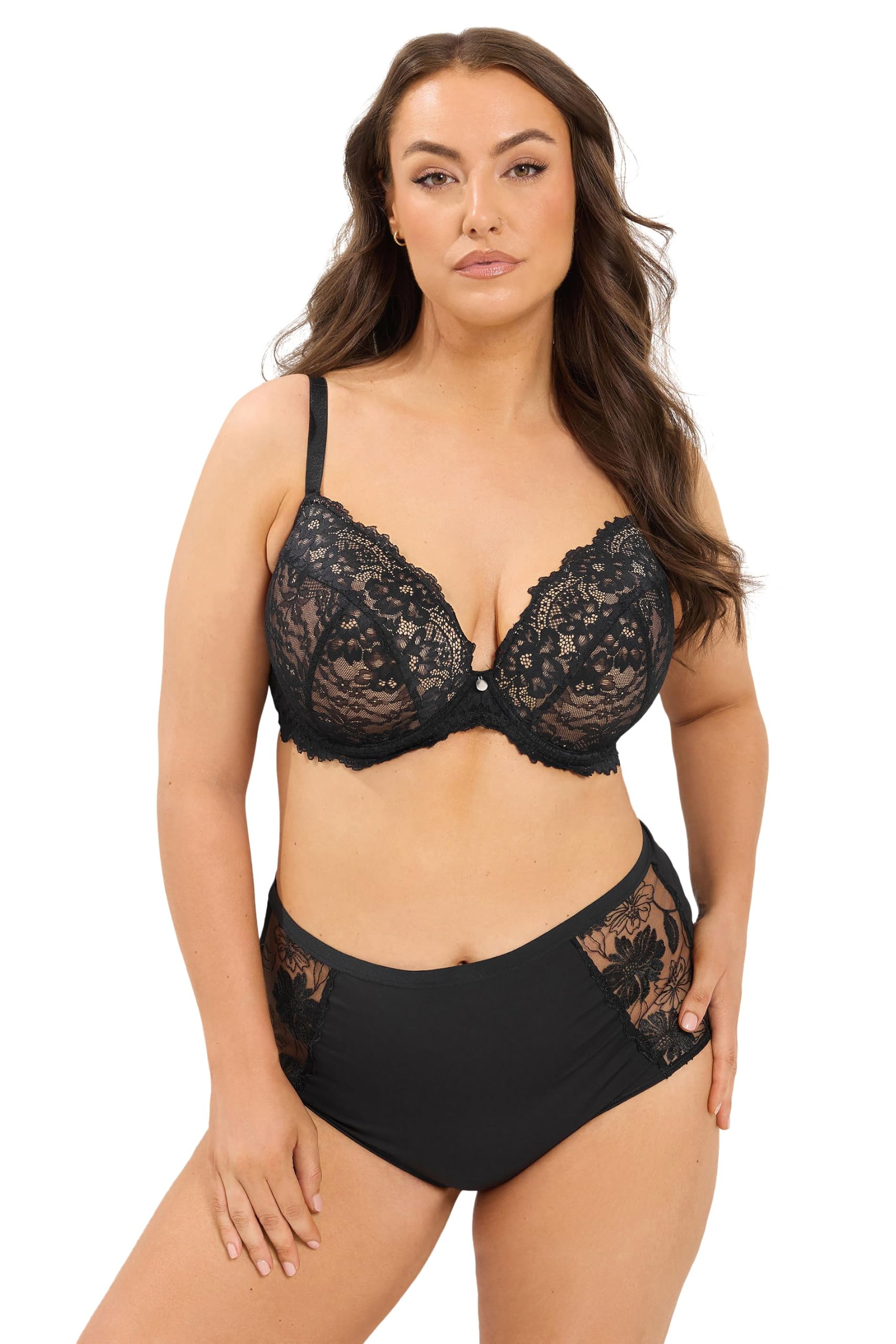 Yours Women's Black Curve Anja Lace Padded Bra - Plus Size Curve