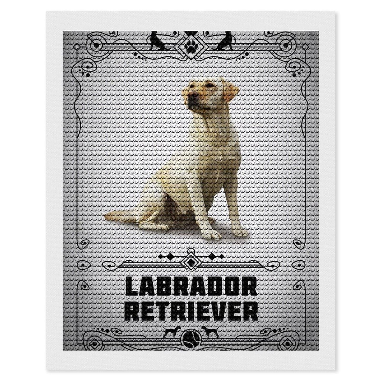 Junmoney Labrador Retriever Diamond Painting Canvas Set 16"x20", for Beginners, Complete Accessories, Christmas Gift, Modern Decor