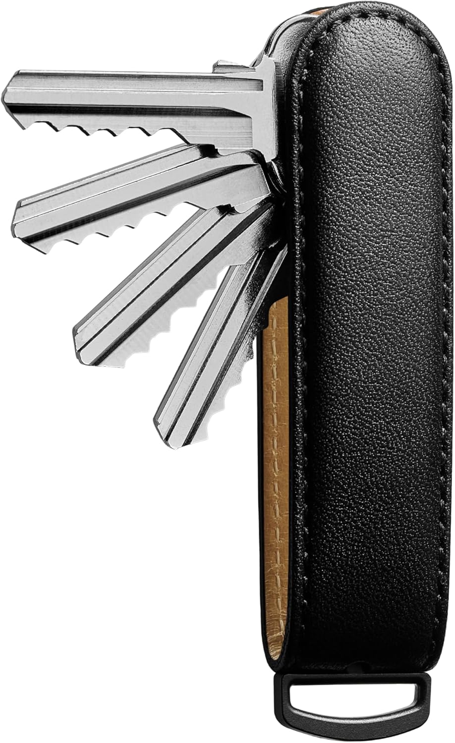 Jibbon Italian Premium Leather Key Organizer - Stylish Key Holder with Marine Grade 316 Stainless Steel, Compact EDC Keychain
