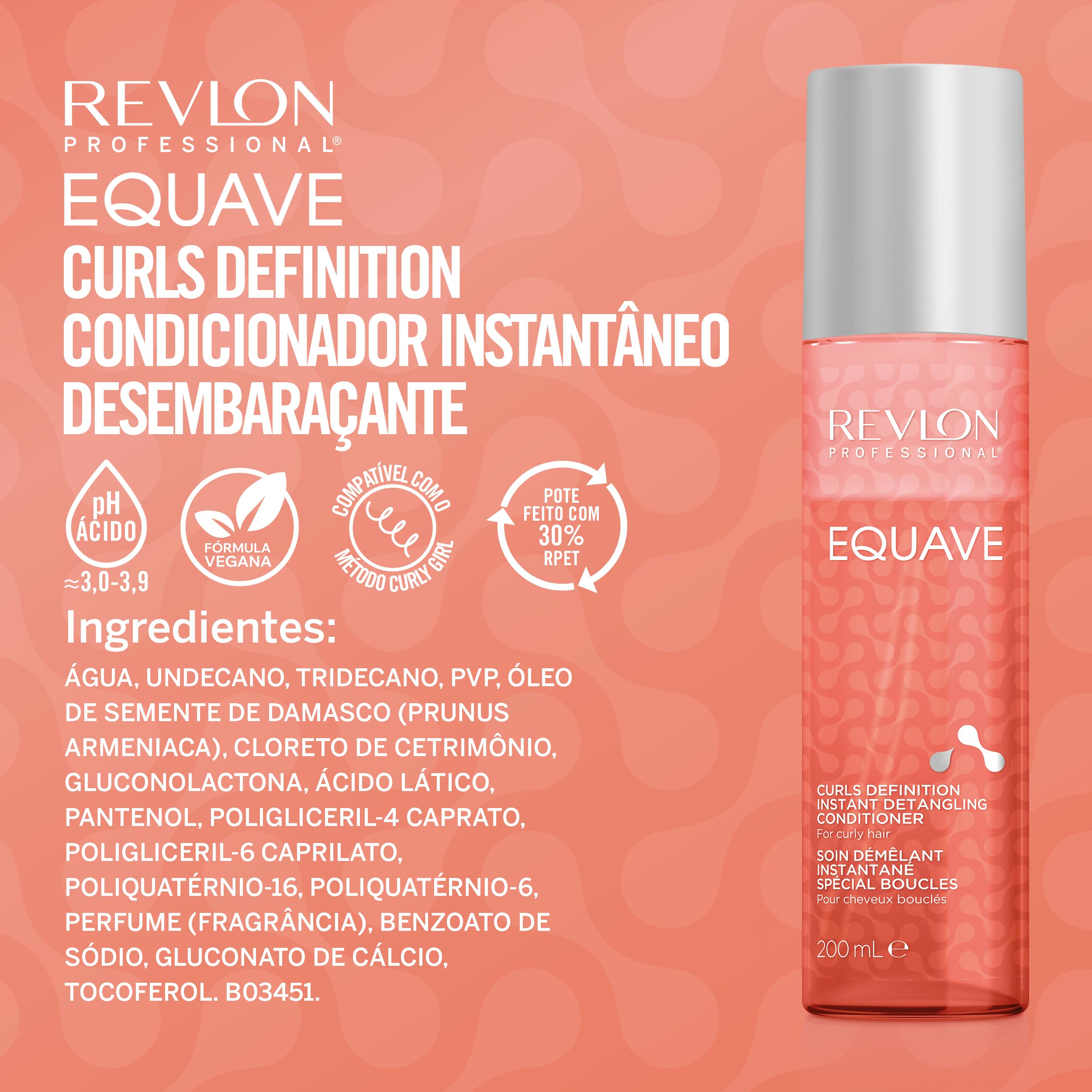 Revlon Professional Equave - Soin Démêlant Cheveux Bi-Phase - Activateur de Boucles Professionnel - Soin Cheveux Bouclés - Hair Curler - Soin des Cheveux Sans Rinçage - 200ML