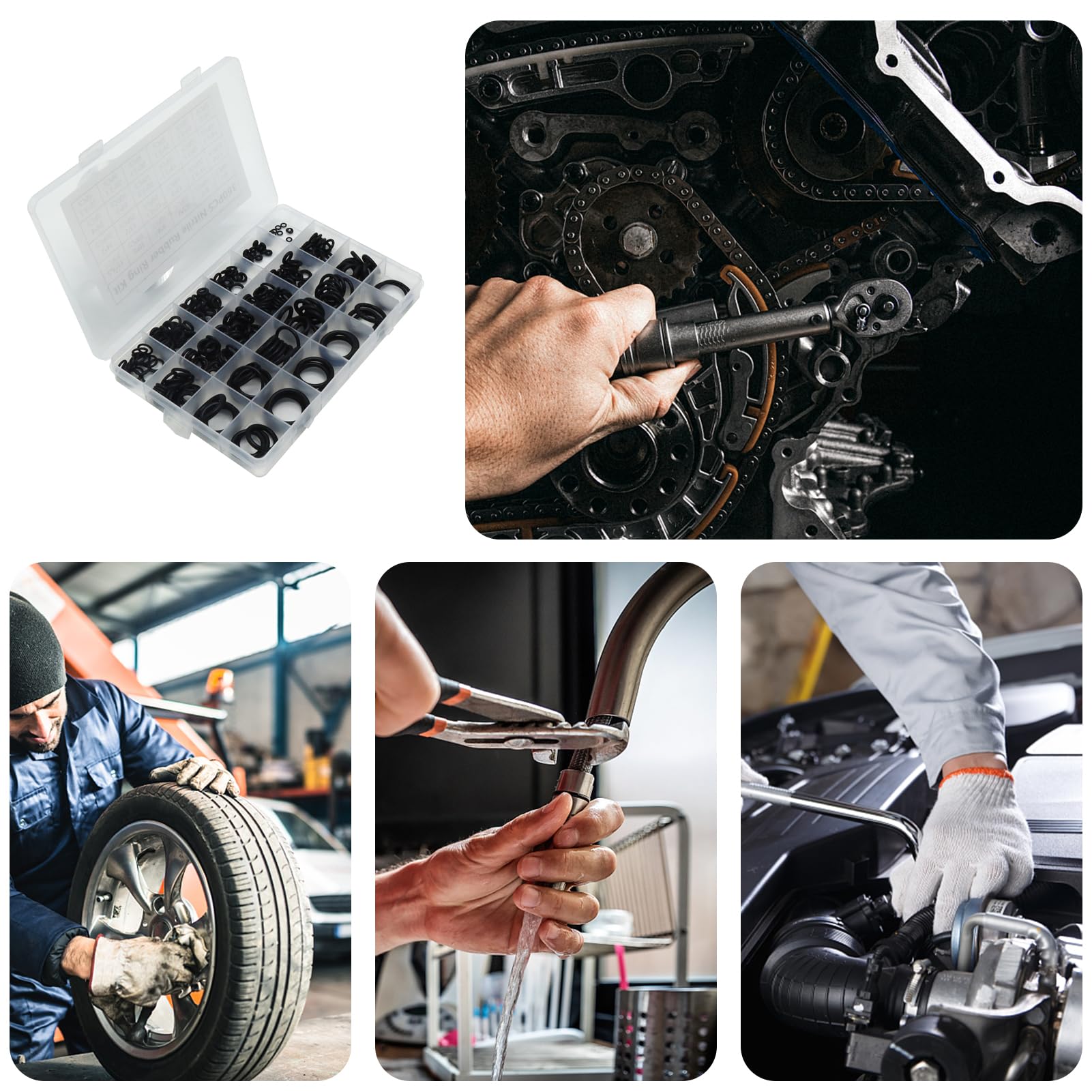 HXMJIED Set di 360 guarnizioni O-Ring in gomma, kit di guarnizioni O-Ring di 24 misure, anelli di guarnizione elettrica nera, rondelle per rubinetto da cucina, distanziatori, set di rondelle isolanti