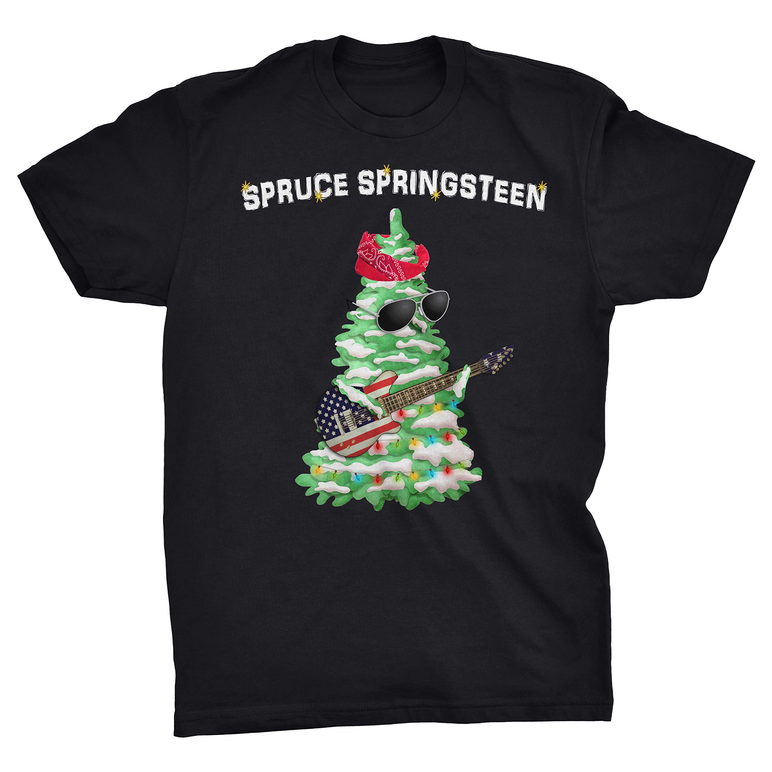 Viper Schwarz Spruce Springsteen Funny Christmas Tree With Guitar T-Shirt (Black, M)