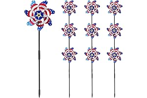 BATTIFE Patriotic Sparkly Reflective Pinwheels for 4th of July