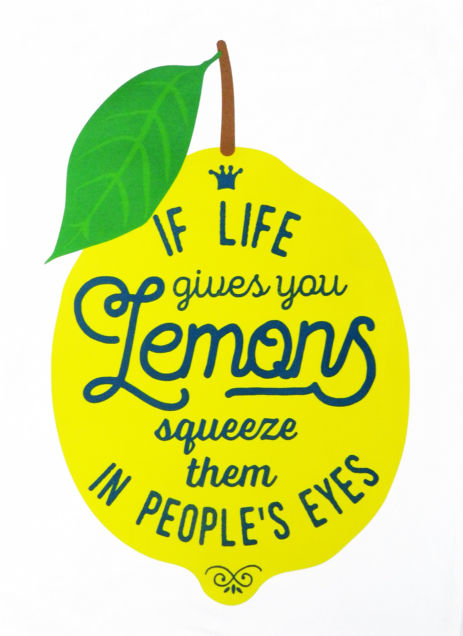 Half A Donkey Yellow/White If Life Gives You Lemons - Large Cotton Tea Towel