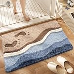 Cute Ocean Bathroom Rug Super Absorbent Bath Mat Machine Washable and Non Slip Fluffy Carpet for Shower, Bedroom and Living Room (31"x20", Footprint)
