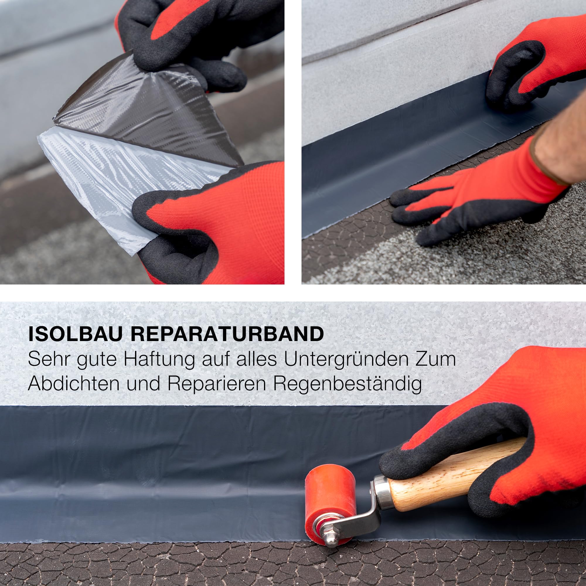 Isolbau Cinta de reparación de butilo – Antracita, 100 mm x 10 m – Cinta impermeabilizante para techo, agujero, tubo, autocaravana – Protección impermeable contra la corrosión y la radiación UV –