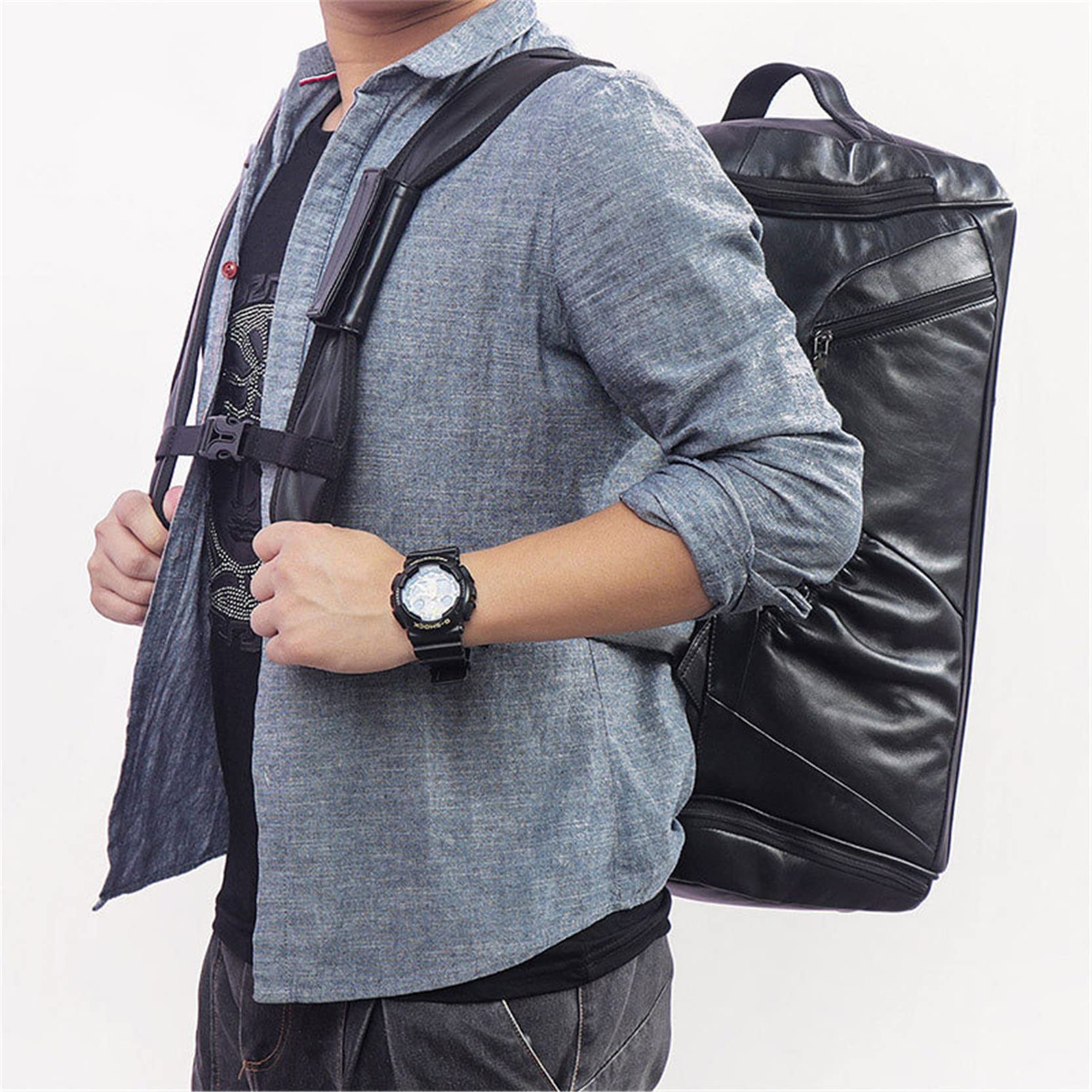 Hombre Bolso de Viaje de Equipaje Fin de Semana, Gimnasio de deportes bolsa con zapatos de tela de lana basta del compartimiento viaje Mochila Hombres Mujeres grande de piel Weekender noche a la mañan
