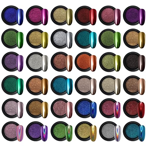 Artdone 36 Jars Chrome Nail Powder Nail Art Fimo Decoration