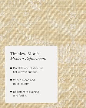 Martha by Martha Stewart | Chilewich Damask Placemats in Wheat - Set of 4 - Easy Care Woven Tabletop Textiles - Indoor/Outdoor - 19 x 14 Rectangle