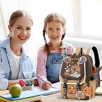 Cartoon Backpack Capybara Schoolbag Rucksack - Cartoon Toddler Daypack School Backpack Adjustable Rucksack Large Capacity Daypack Waterproof Lightweight Casual Book Bag