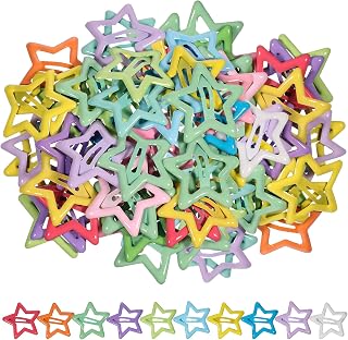 50 Pcs Star Hair Clips, Snap Hairs Barrettes, Non Slip, Metal Clips | 1.18" Hair Clip, Star Accessories, 2000s Hairs Accessories, for Girls Women, Multiple Colors