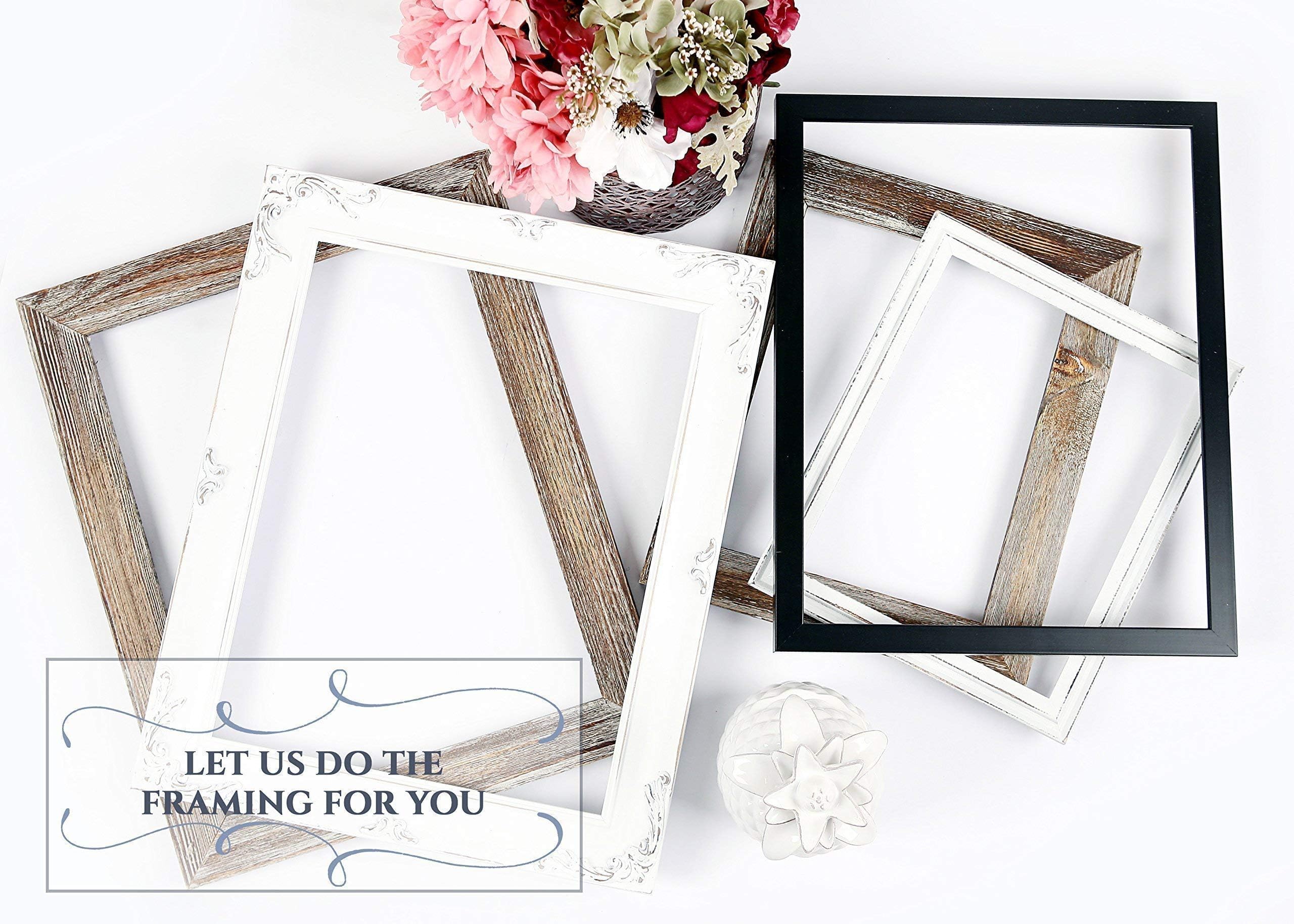 Frame Add-On for Burlap Prints, 8x10 or 11x14, Shabby Chic, Rustic White, Barnwood, Modern Black