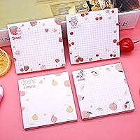 Vista 4 de Cute Kawaii Sticky Notes 3.1x3.1in 4Pads 80Sheets/Pad Self-Stick Note Pads Cute Colorful Super Sticky Note Pads 4 Unique Cute Patterns,Fruits Sticky