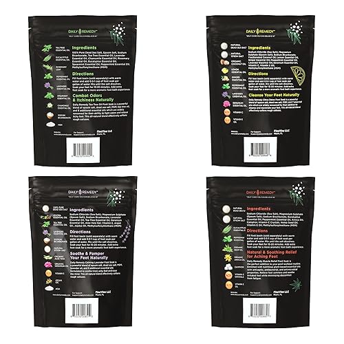 Miniatura 2 de DAILY REMEDY Sales para remojar los pies paquete variado de 4 aceite de árbol de té alivio muscular lavanda calmante y remojo cítrico para dolor de