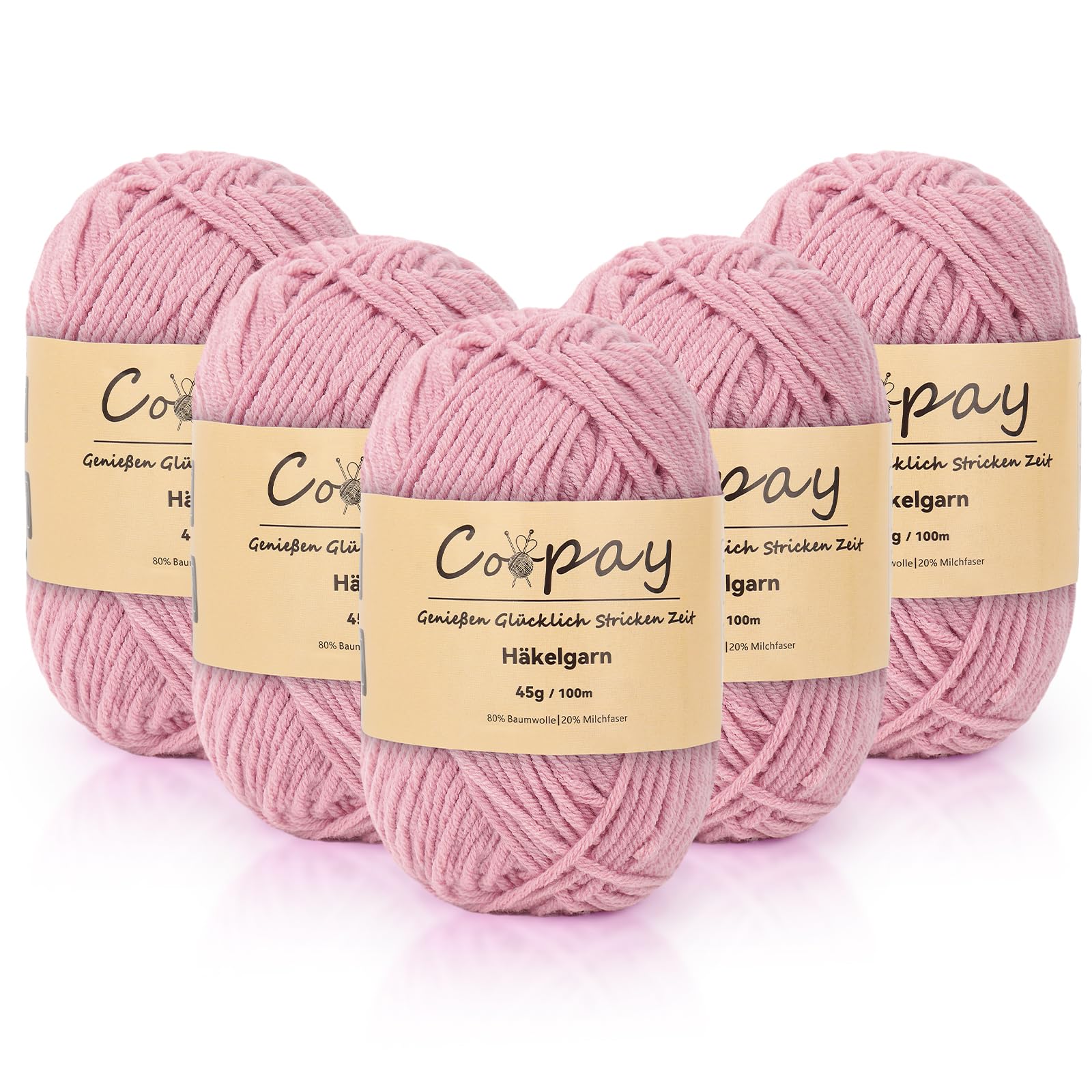 Coopay Wolle zum Häkeln, 225g (5x45g) Weiches Häkelgarn, 5 Faiding Wolle zum Stricken, Babywolle zum Häkeln für Anfänger, Super Weich Häkelgarn Babywolle für Häkel- und Strickprojekt