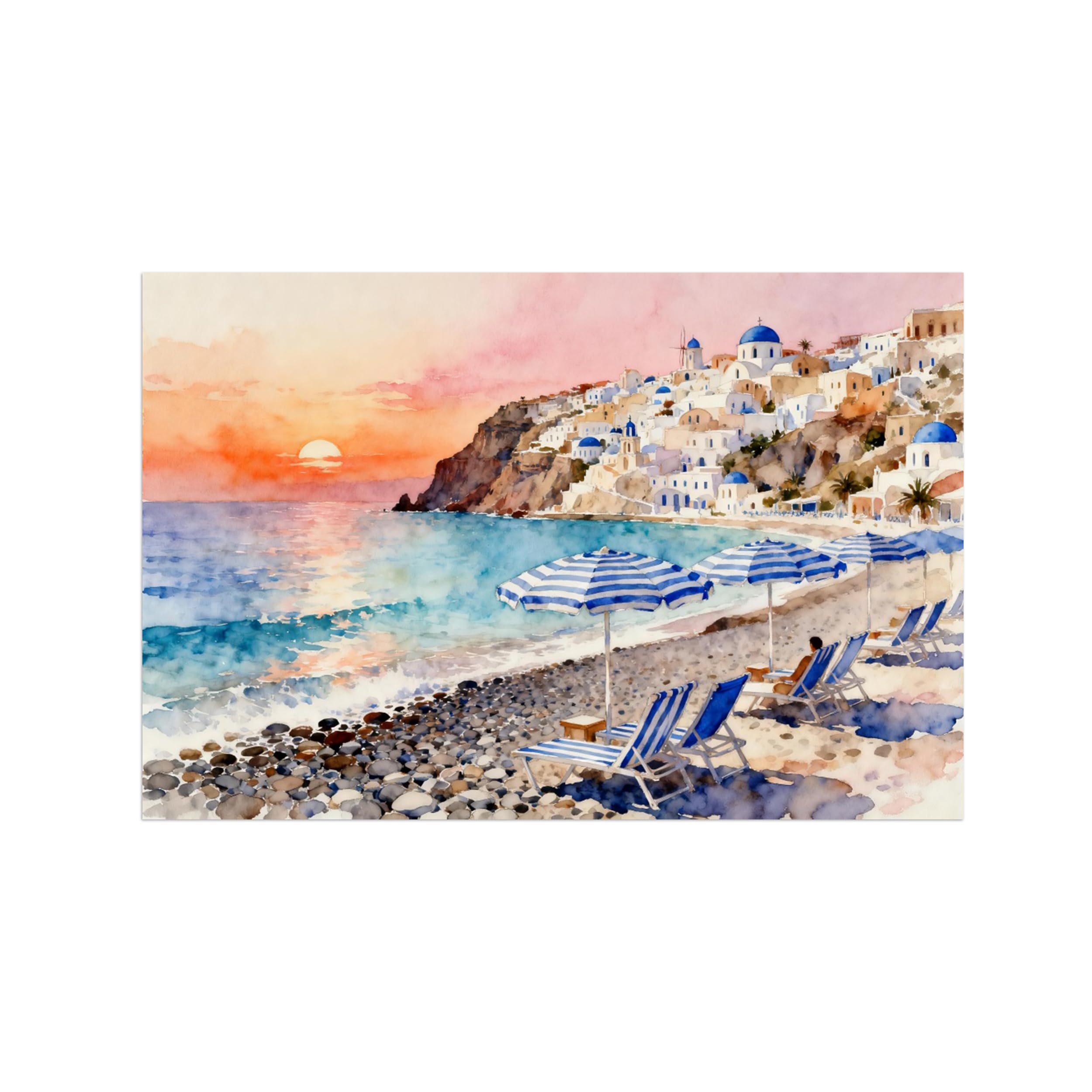 OZPWBVY Beach Buildings Landscape Canvas Wall Art Print Painting 70x105cm Unframed