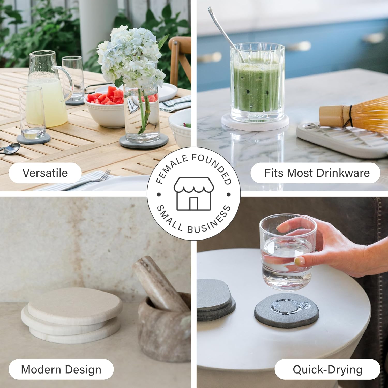 Dorai Home Stone Coaster Set – 4 Absorbent Diatomite Coasters for Instant Drying, Modern Design, Slate Stone - Image 3