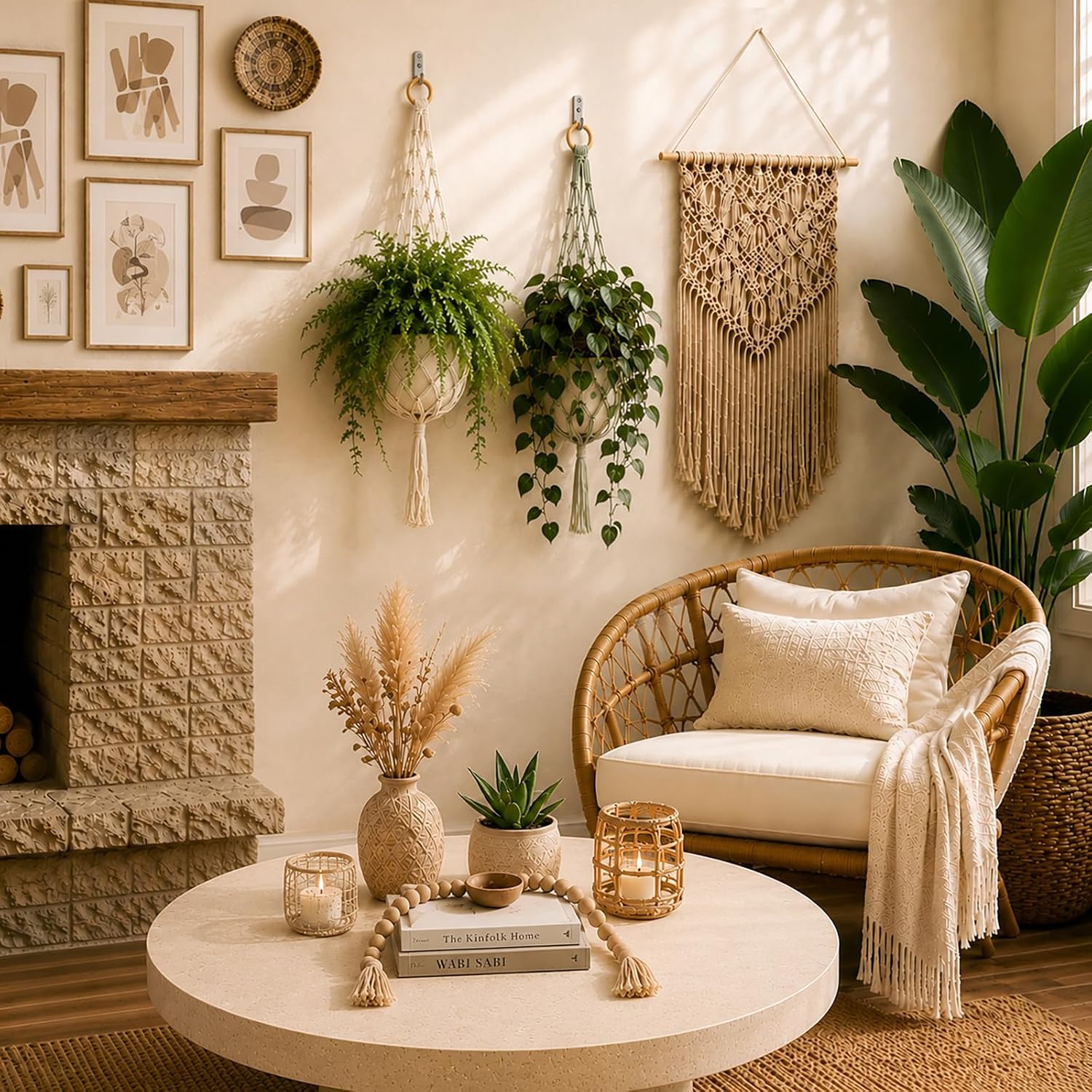 SheeChung Boho Hanging Wall Basket, Woven Fruit Basket for Kitchen
