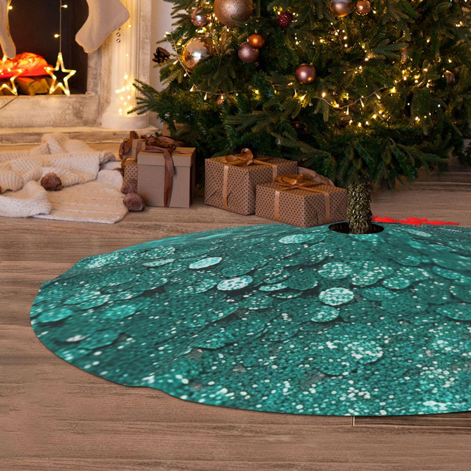 FOTSHARER Zwart fluwelen kerstboombasishoes - 54 cm sprankelende mini-tafelbladboomrok voor vakantie huisdecoratie FOTSHARER Zwart fluwelen kerstboombasishoes - 54 cm sprankelende mini-tafelbladboomrok voor vakantie huisdecoratie