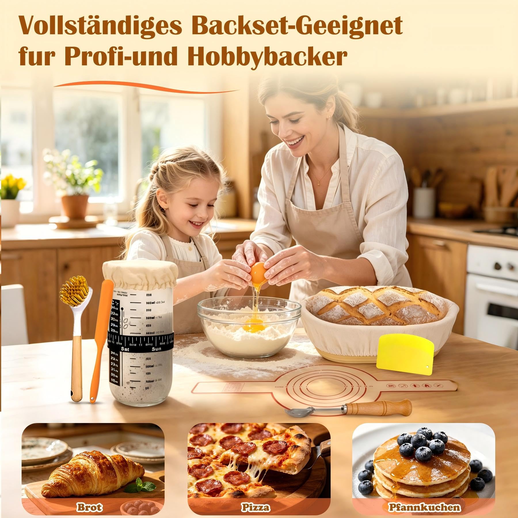 Set di cestini da lievitazione rotondi + ovali in rattan, set di base con sacchetto per baguette e 10 tasche per toast, accessori da forno per pane lievitato, stampo per pane per fermentare pasta di