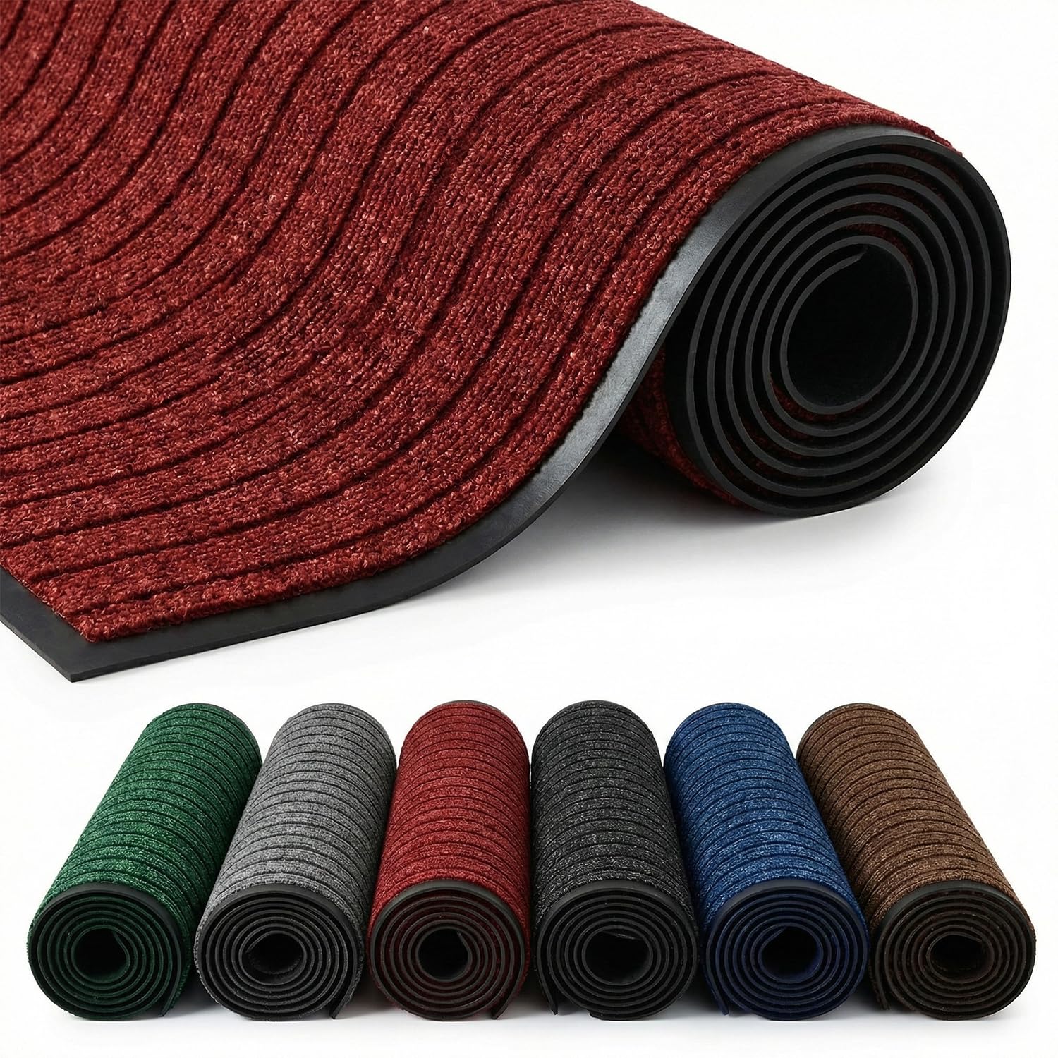 Cozy Haven Rubber Doormat – Outdoor & Indoor Heavy Duty Washable Non-Slip Doormat for Kitchen Garden, Inside & Outside Floor Mats, Waterproof and Dirt Trapper Entrance Doormats (45x75 cm, Red)