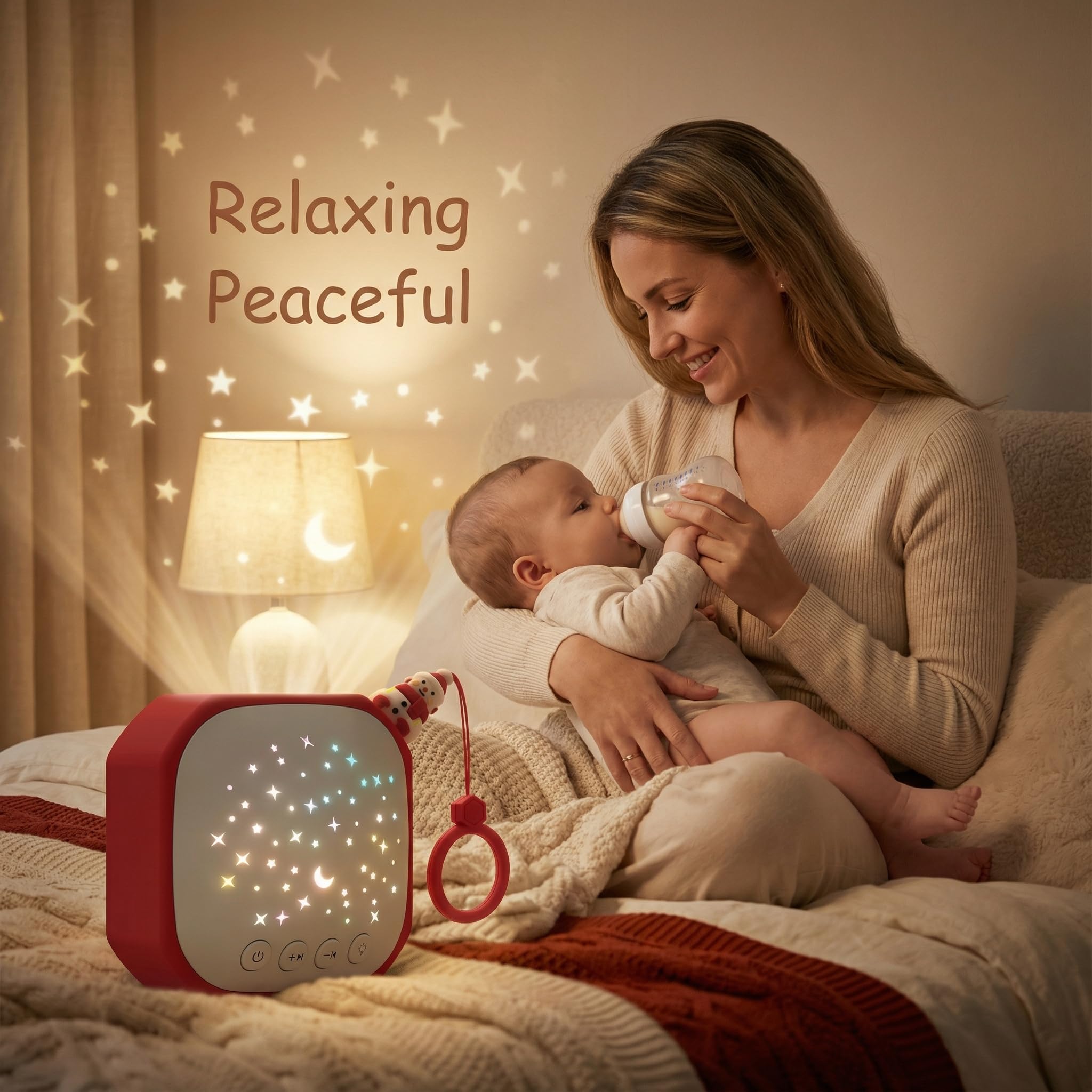 Macchina audio portatile per bambini con proiettore a stella, macchina per il suono del rumore bianco per un sonno profondo e riposante, macchina per il rumore del bambino con gancio per camera dei