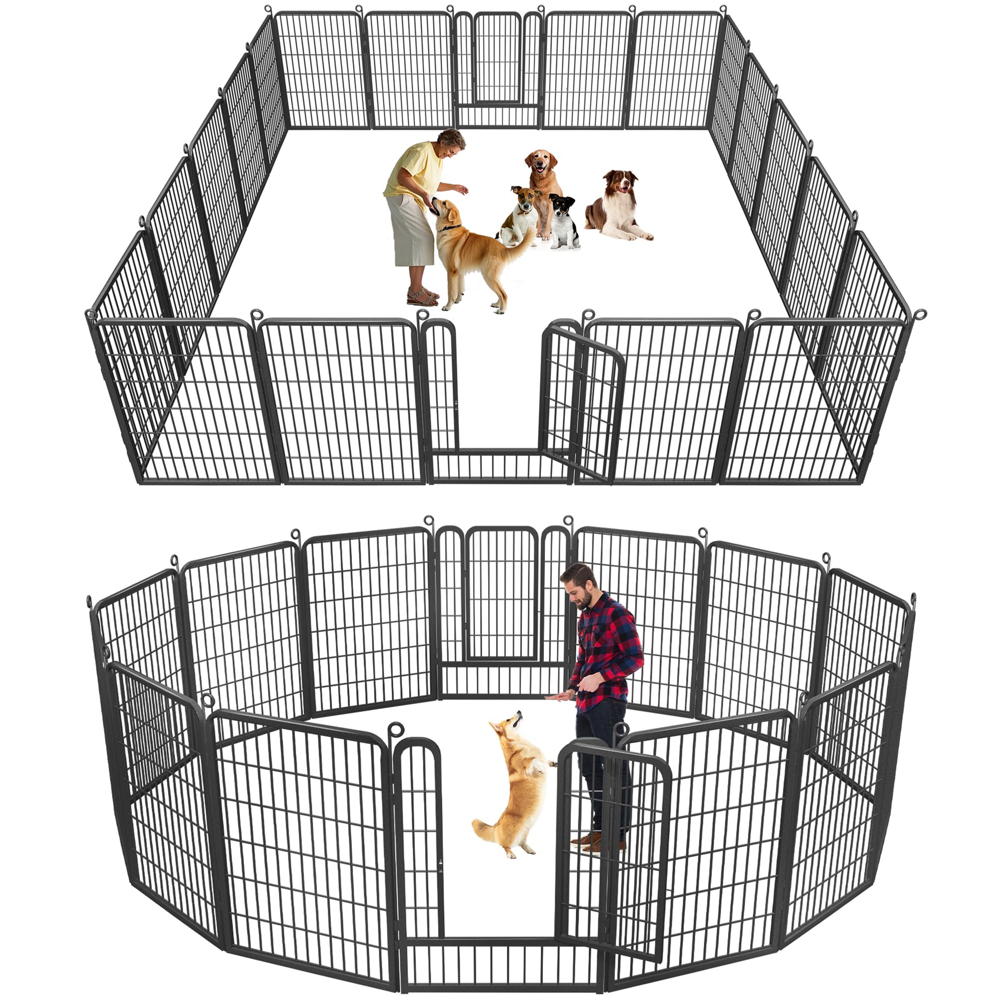 Jhsomdr Dog Playpen, 40 inch 14 Panels Dog Pen Indoor Pet Dog Fence Outdoor for Yard Metal Puppy Playpen Pet Exercise Pen Rustproof Portable Dog Fence