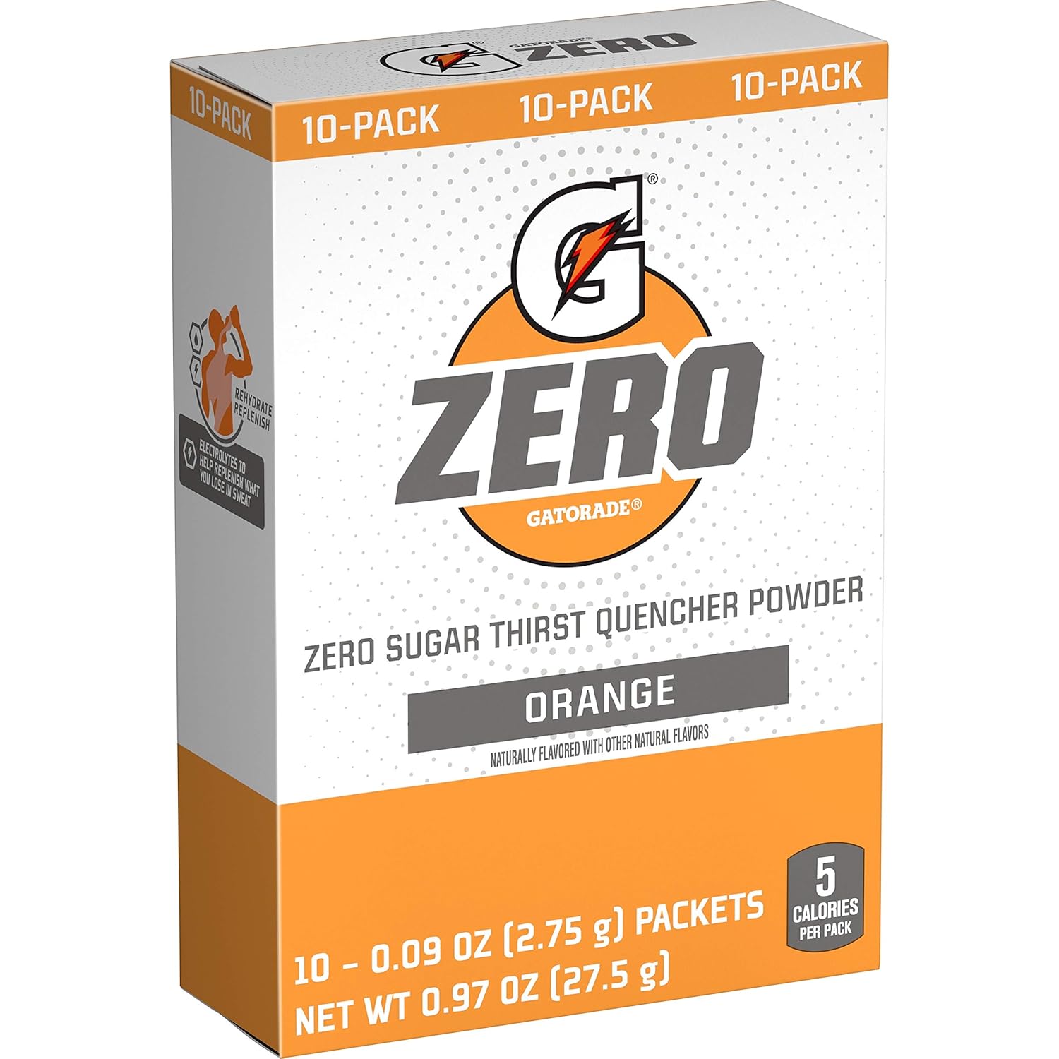 Gatorade G Zero Powder Packets Orange 20oz 10ct