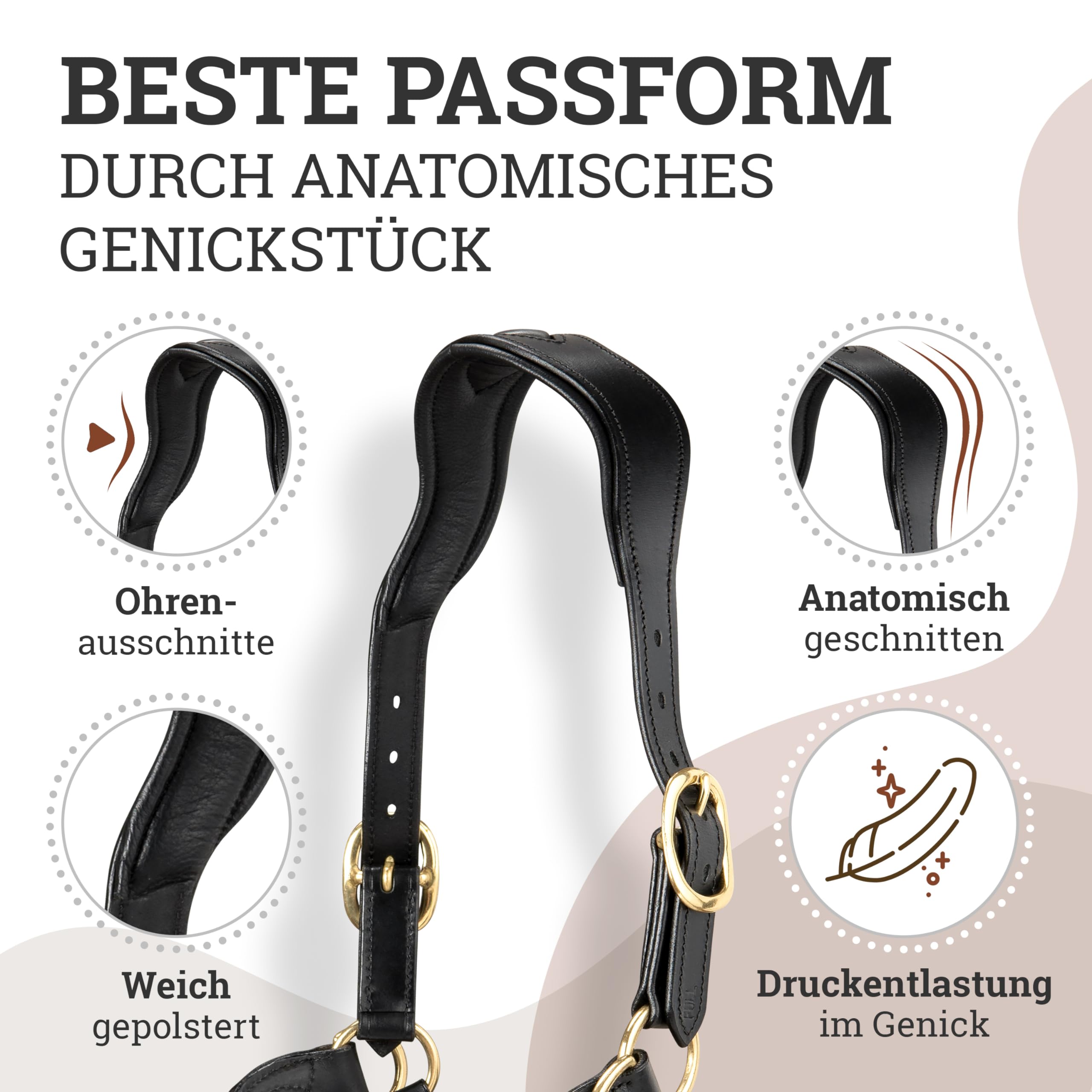 Esposita Seilhalfter Ranch Halfter für Pferde aus Leder und Seil mit rostfreien Messingbeschlägen auch ideales Halfter zum Reiten, als gebisslose Trense oder Wanderreithalfter Schwarz Gr. Full/WB