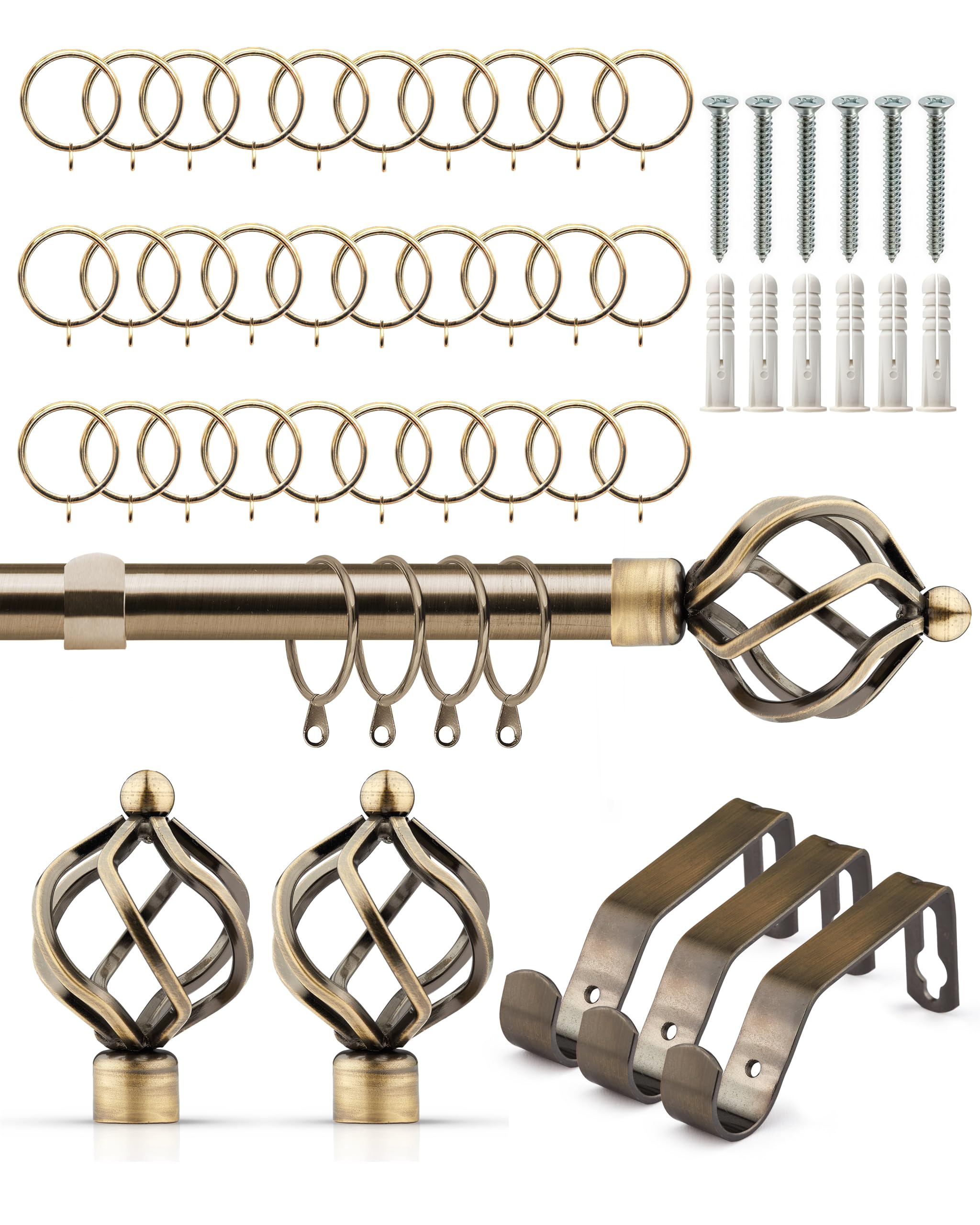 Emma Barclay  Brown Curtain Pole With Rings Extendable Cage in Size 160-300cm, Sports Direct