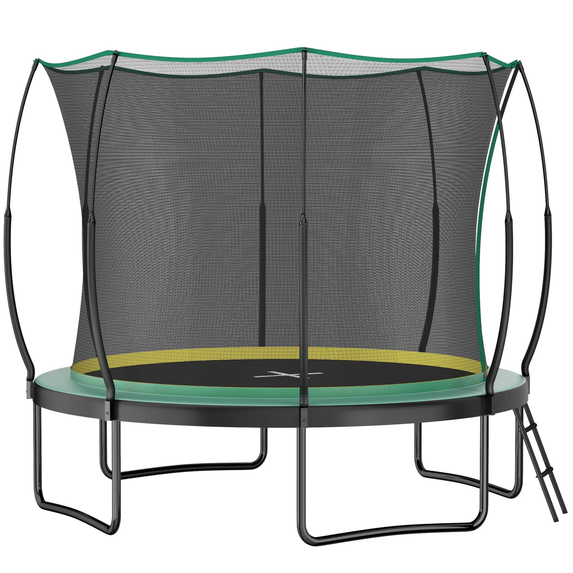 Cama elástica de jardín sin muelles de 305 cm con red de seguridad – Cama elástica infantil con tecnología patentada de fibra de vidrio, cremallera sin costuras, inoxidable y estable, trampolín grande