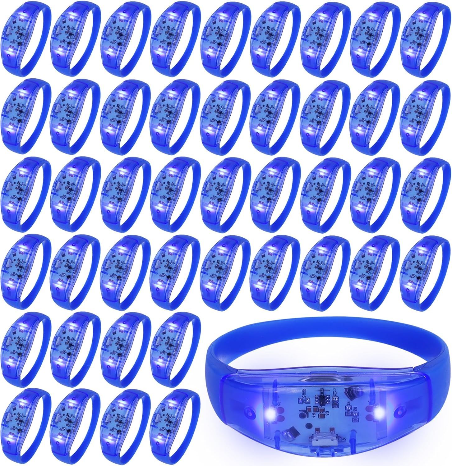 150 Pcs LED Glow Bracelets Sound Activated Light Up Bracelets for Adults Glow in the Dark Party Supplies Birthday Party Favors for Christmas, Halloween, Rave, New Year, Concert