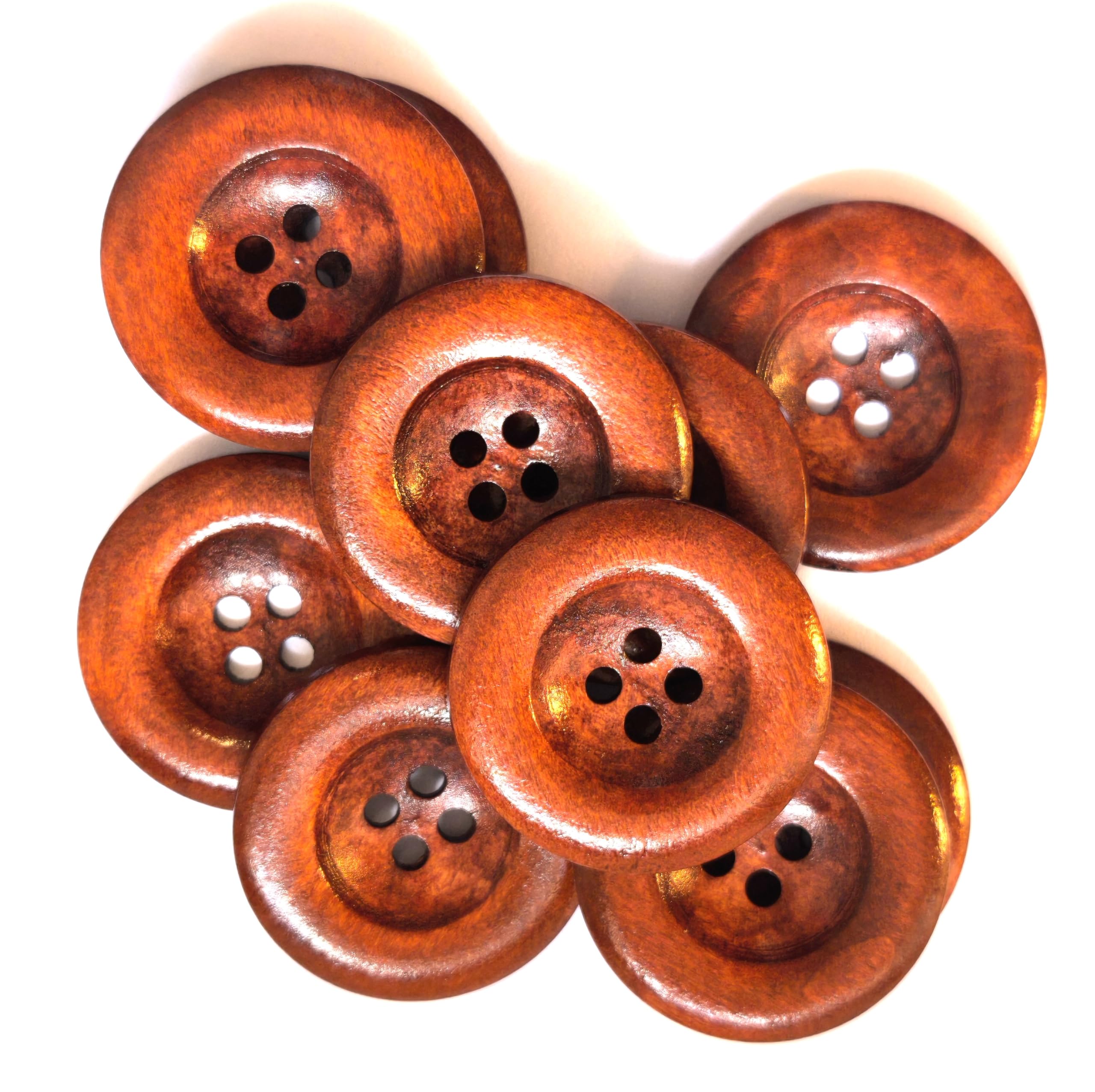 20 Bottoni In Legno Naturale - Diametro 25mm, Marrone, Per Cucito, Uncinetto E DIY - Foto 10