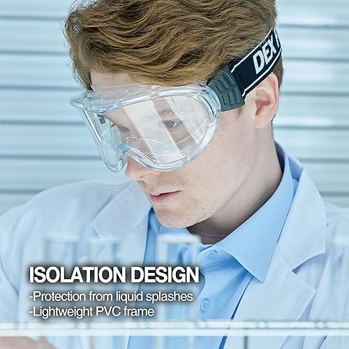 Miniatura 6 de DEX FIT Gafas protectoras de seguridad SG220A OTG sobre gafas de ajuste, antivaho y arañazos, protección ocular Z87 para trabajo de laboratorio,