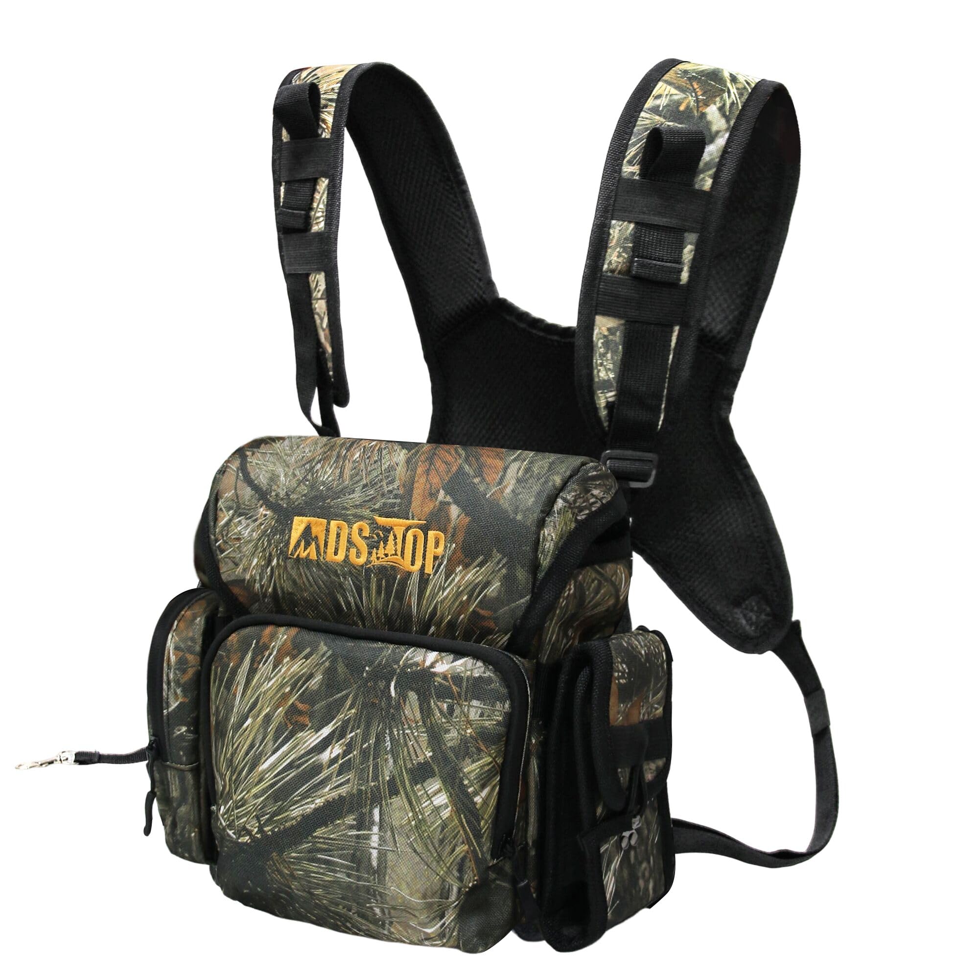 MDSTOP Fernglas-Brusttasche, Bino-Tasche mit Entfernungsmesser-Tasche, Bino Geschirr, für Vogelbeobachtung, Jagd, Wandern, Schießen (Kiefernnadel-Camo)