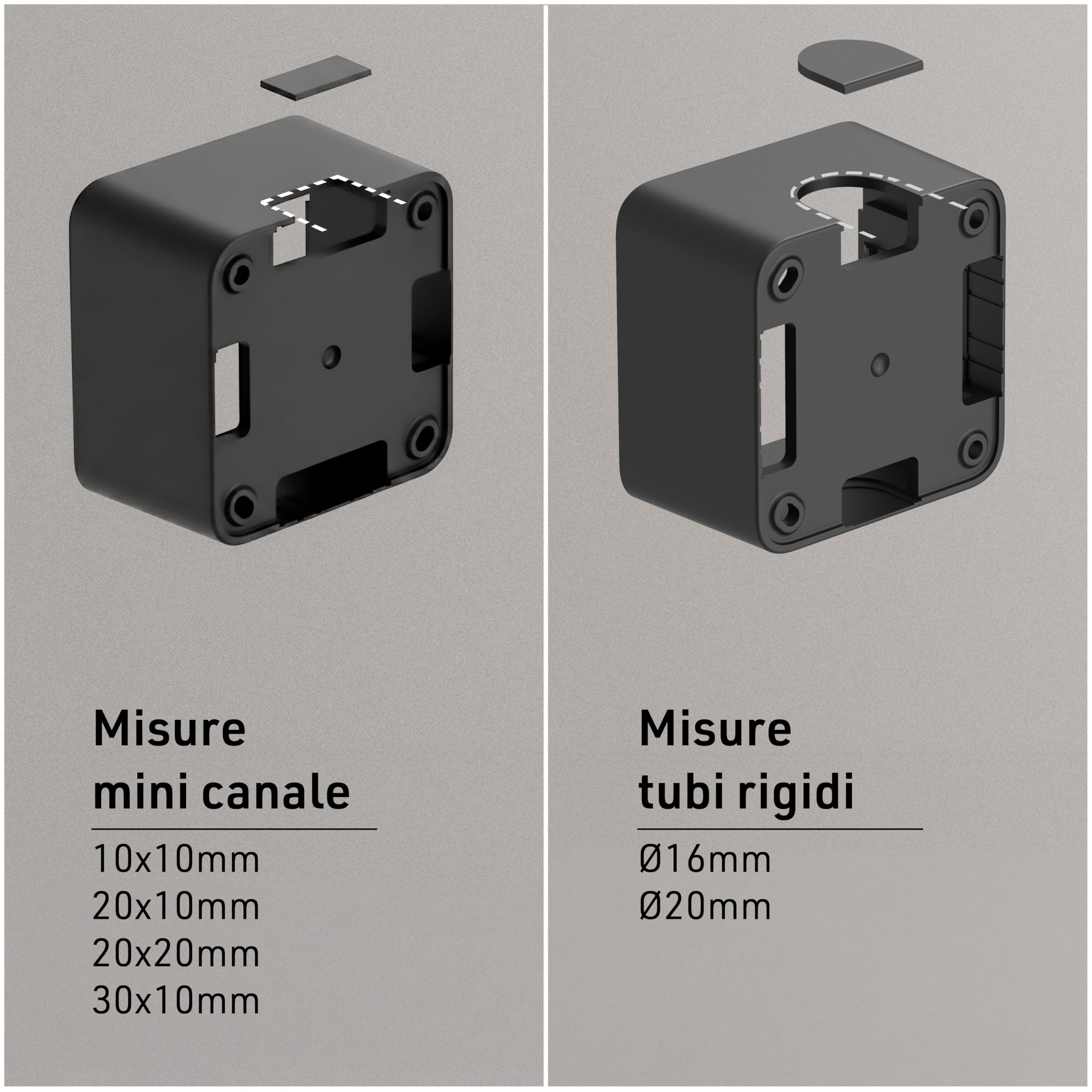 Electraline 60481 contenitore da superficie con doppio interruttore/deviatore FIXA, 10A, nero, IP40, compatibile per installazione con tubo rigido e canalina