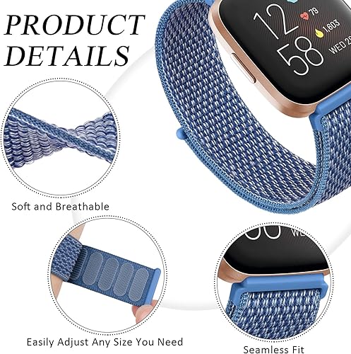 Miniatura 9 de Paquete de 4 correas de nailon para Fitbit Versa 2 BandasFitbit VersaVersa LiteVersa SE para mujeres y hombres, pulseras deportivas de repuesto