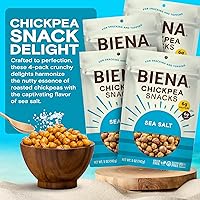 Vista 3 de Biena Aperitivos de garbanzo - Garbanzos tostados crujientes - Aperitivos de proteína vegana alta en fibra para adultos y niños - Paquete de 4