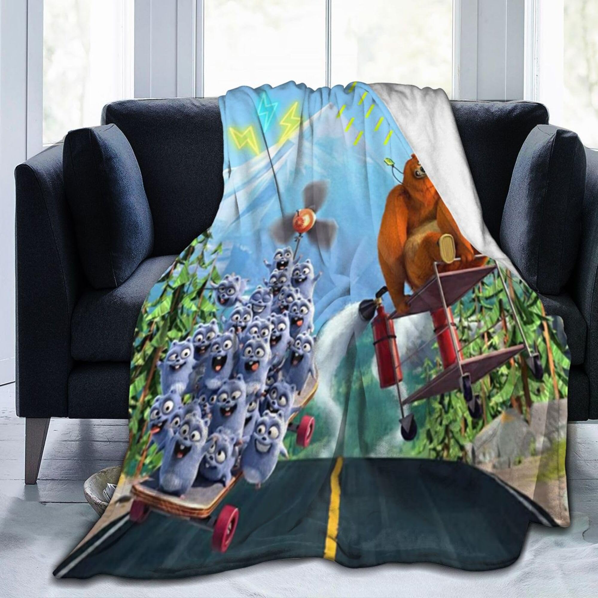 Lawenp As Pic Grizzy And The Lemmings Cute Printing Fleece Throw Comfortable And Lightweight Flannel Fleece Blanket Bedroom Living Room Sofa Office 50"X60"
