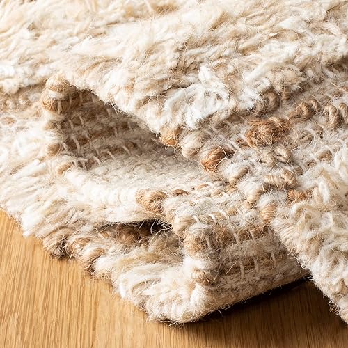 Miniatura 7 de SAFAVIEH Natura Collection - Alfombra de área de 6 x 9 pies, beige y natural, lana hecha a mano, ideal para zonas de alto tráfico en sala de estar,