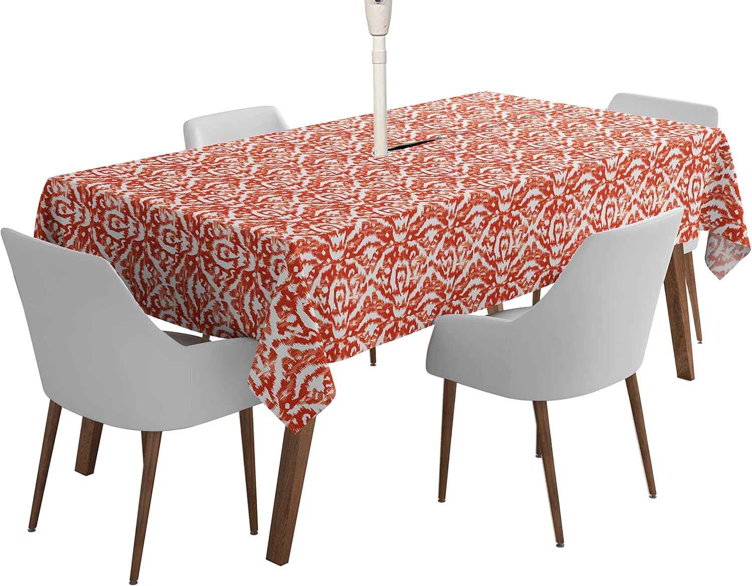 Indoor/Outdoor Tablecloth 58x120 Inch Rectangle Tablecloth with Umbrella Hole and Zip- Waterproof Patio Table Cloths- Table Covers for Backyard Rectangular Table- Dark Peach