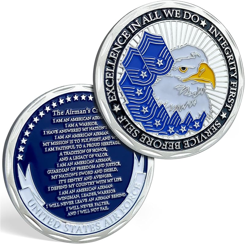 Moneda de desafío de la Fuerza Aérea de los Estados Unidos - Regalos de recuerdo militar de Airman's Creed - Monedas de agradecimiento de American Air Eagle