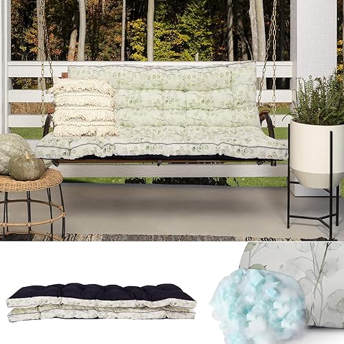 Miniatura 27 de Cojines de columpio para porche, cojines de columpio de 55 pulgadas para muebles de exterior, impermeables, repuesto de cojín grueso mejorado,